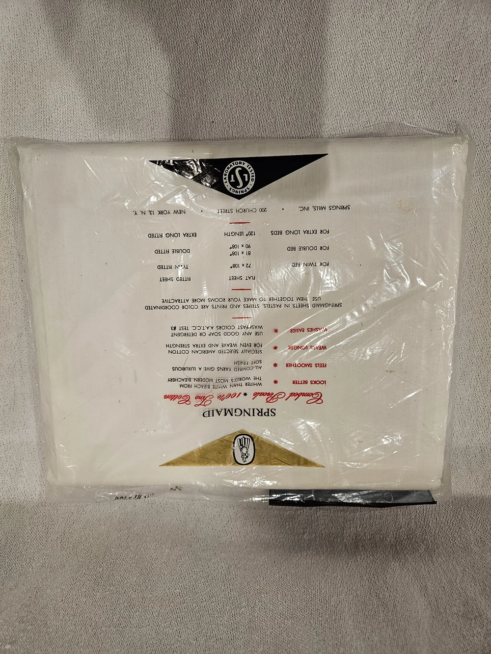Vintage Springcale Combed Percale White Double Bed Sheet - Springmaid Cotton